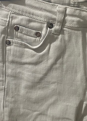 Beyaz Dar Kesim Midi Kadın Kot Pantolon - Görsel 5