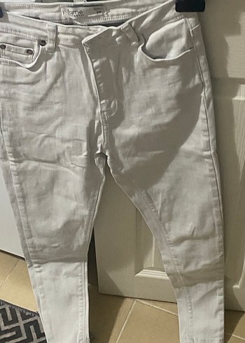 Beyaz Dar Kesim Midi Kadın Kot Pantolon - Görsel 3