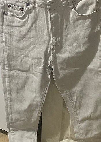 Beyaz Dar Kesim Midi Kadın Kot Pantolon - Görsel 4