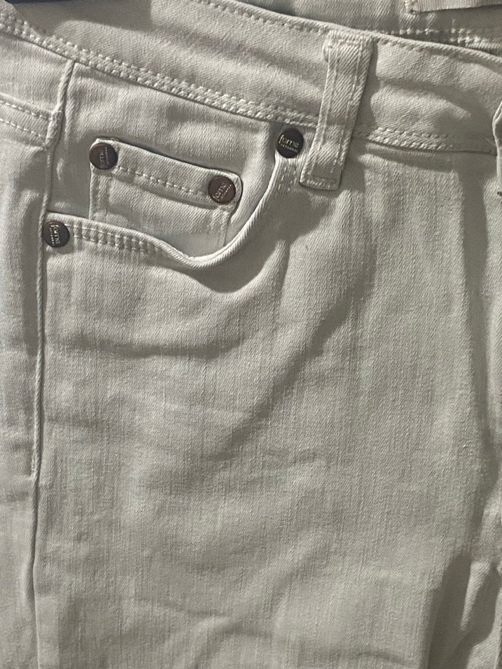 Beyaz Dar Kesim Midi Kadın Kot Pantolon - Görsel 5