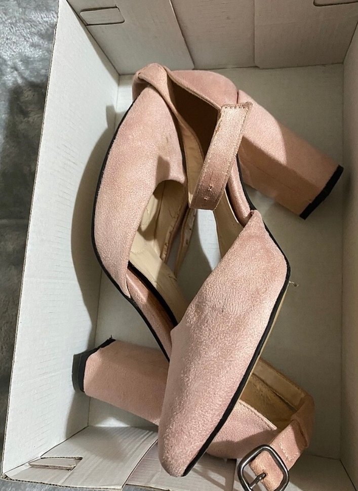 Pembe Süet Tokalı Kadın Topuklu Ayakkabı - Görsel 2