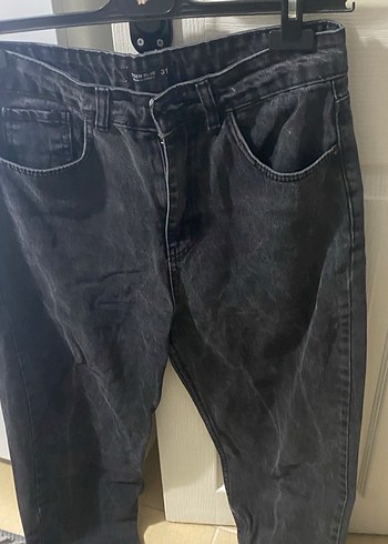 Siyah Salaş Midi Kadın Kot Pantolon - Görsel 2