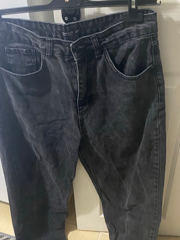 Siyah Salaş Midi Kadın Kot Pantolon - Görsel 2