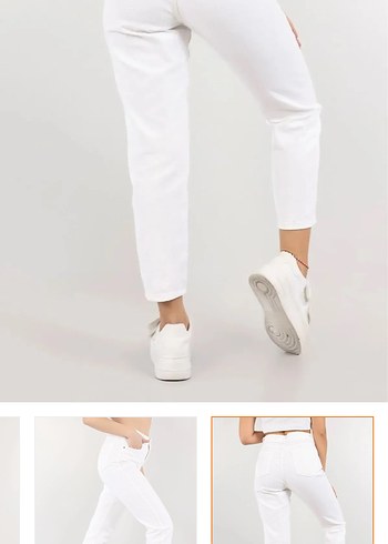 Beyaz Mini Pamuklu Kadın Jean - Görsel 2