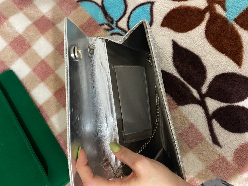 Gri Kadın Bohem Tarz Clutch Çanta - Görsel 2