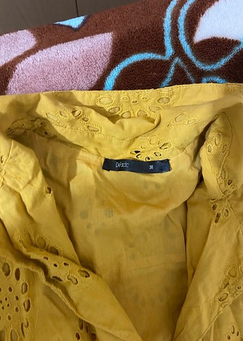 Sarı Nakışlı Mini Bohem Elbise - Görsel 2