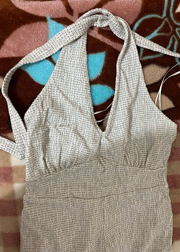 Gri V Yaka Keten Uzun Tulum - Görsel 3