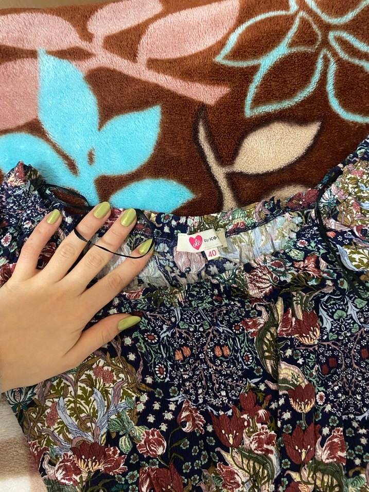 Bohem Desenli Uzun Kollu Midi Elbise - Görsel 3