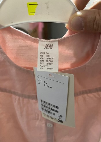 H&M Pudra Renk Bebek Keten Elbise