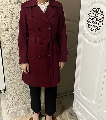 40 Beden bordo Renk Trençkot