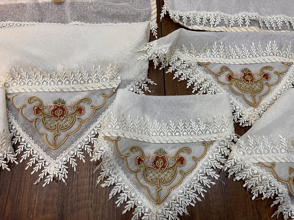 İşlemeli Beyaz  Örtüsü Seti - Görsel 2