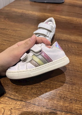 Kız Çocuk Beyaz Cırt Cırtlı Spor Ayakkabı - Görsel 7