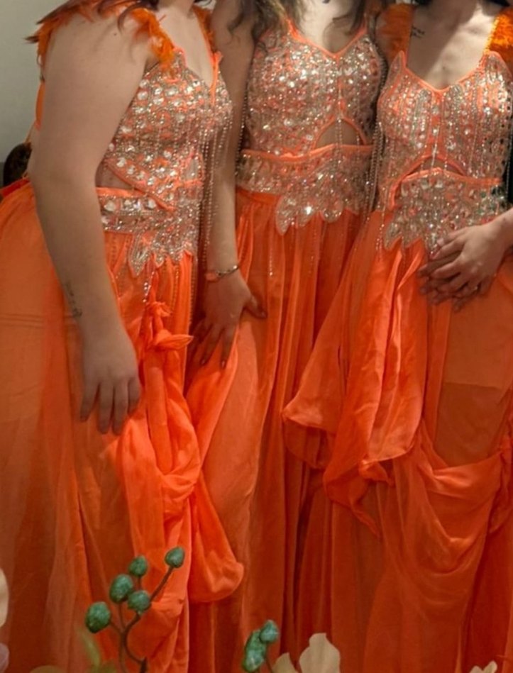 Turuncu 4'lü Dans Ekibi Kostümü - Görsel 2