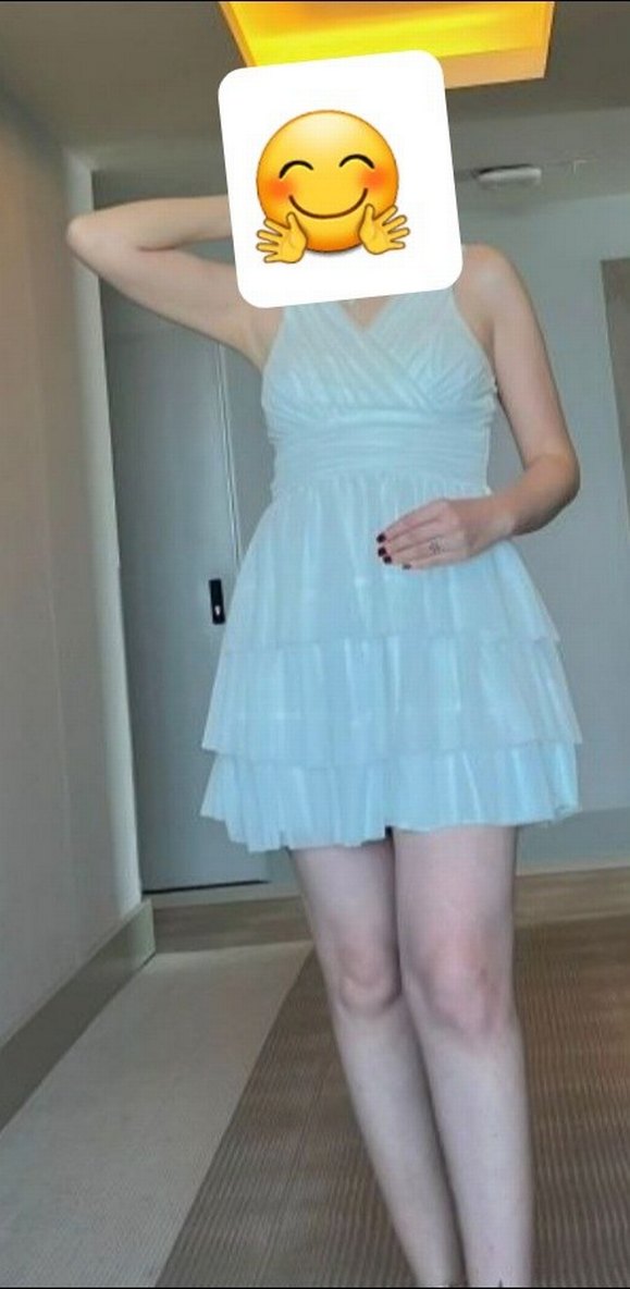 Beyaz Fırfırlı Mini Elbise - Görsel 2