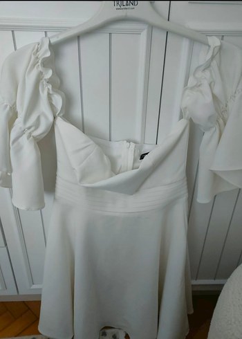 Beyaz Mini  Kısa Elbise - Görsel 2