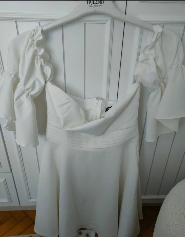 Beyaz Mini  Kısa Elbise - Görsel 2