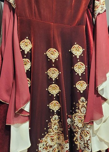 Bordo Nakışlı Kına Kaftan Bindallı - Görsel 3