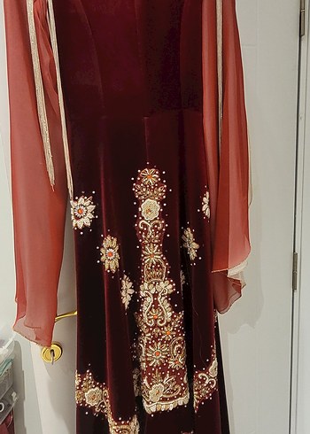 Bordo Kına Kaftan Bindallı - Görsel 3