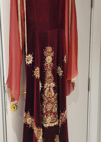 Bordo Kına Kaftan Bindallı - Görsel 4