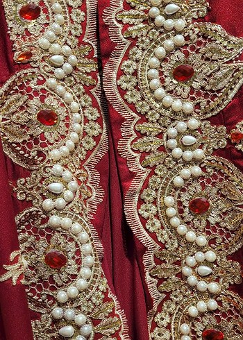 Bordo Kına bindallı kaftan - Görsel 3