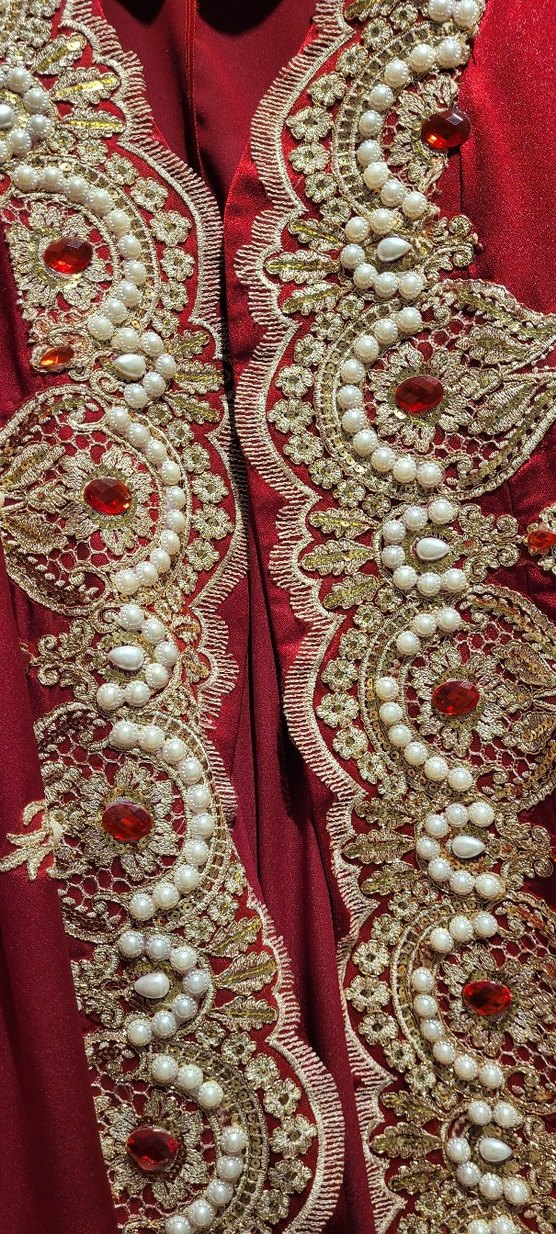 Bordo Kına bindallı kaftan - Görsel 3