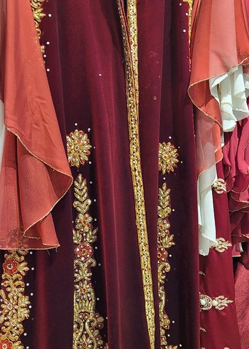 Bordo Kına Kadın Bindallı Kaftan - Görsel 2