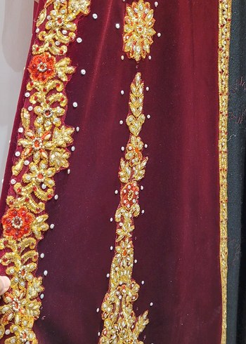 Bordo Kına Kadın Bindallı Kaftan - Görsel 4