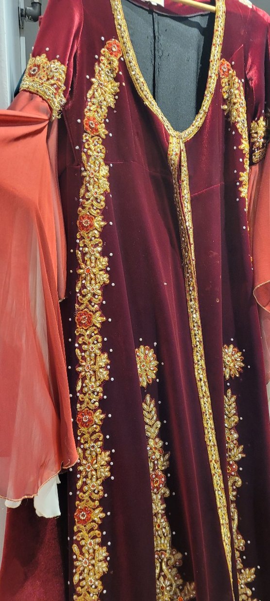 Bordo Kına Kadın Bindallı Kaftan - Görsel 3