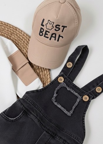 Koyu Kahverengi Erkek Çocuk Denim Tulum - Görsel 3