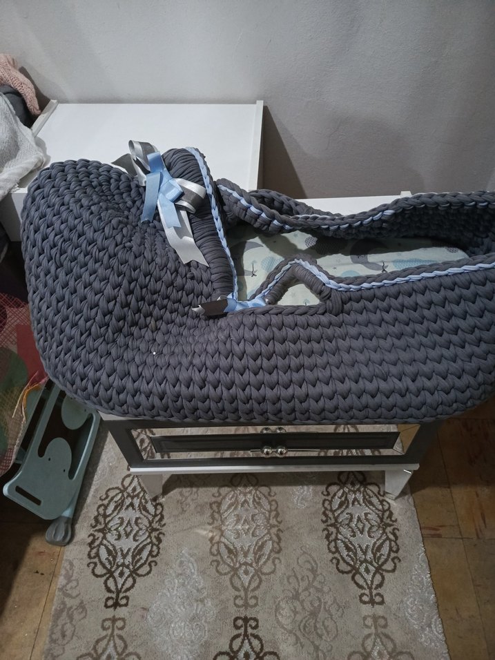 Gri Örgü Bebek Taşıma Askısı - Görsel 2