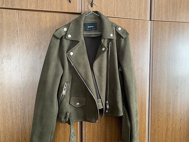 süet yeşil ceket stradivarius