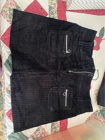 kadife kumaş etek vintage siyah