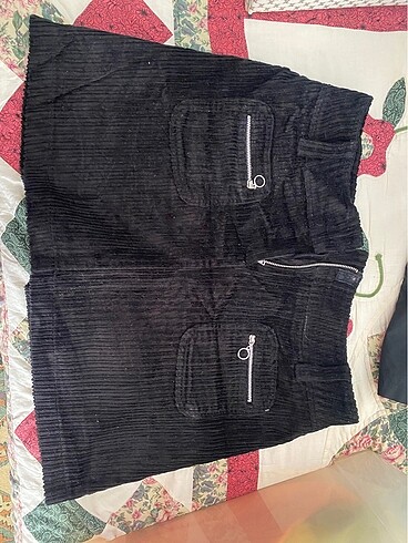 Diğer kadife kumaş etek vintage siyah