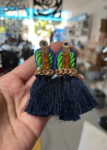 Siyah Çiçekli Uzun Püsküllü Kadın Küpe (Dilediğiniz 2 küpe 80TL) - Görsel 10