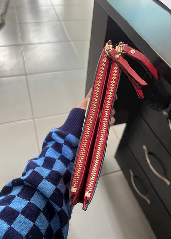 Kırmızı Deri Yılan Desenli Fermuarlı Kadın Cüzdan - Görsel 4