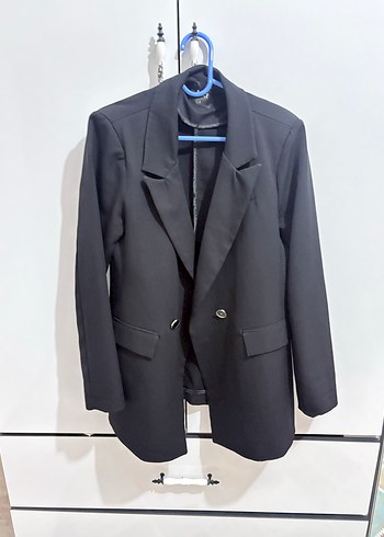 Düğmeli Siyah Kadın Blazer Ceket
