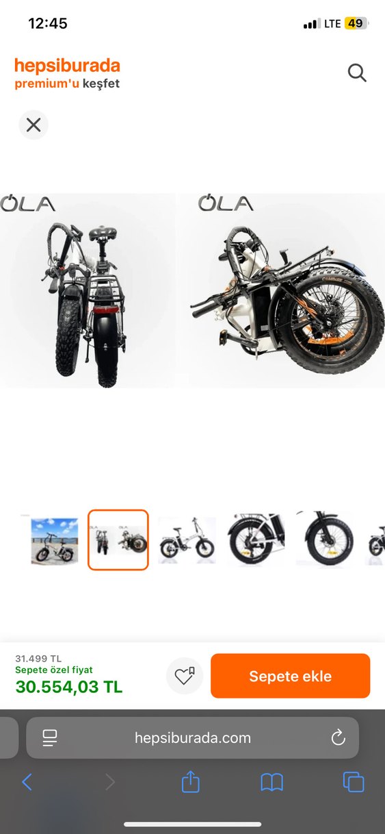 Beyaz OLA katlanabilir Elektrikli Bisiklet - Görsel 5