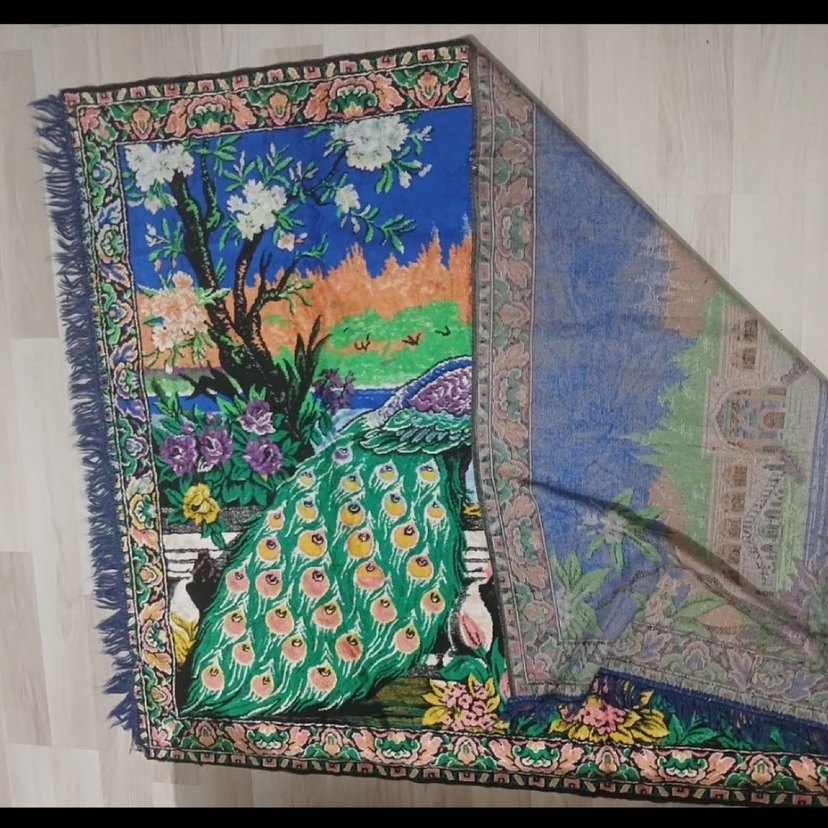 tavus kuşu desenli duvar halısı - Görsel 2