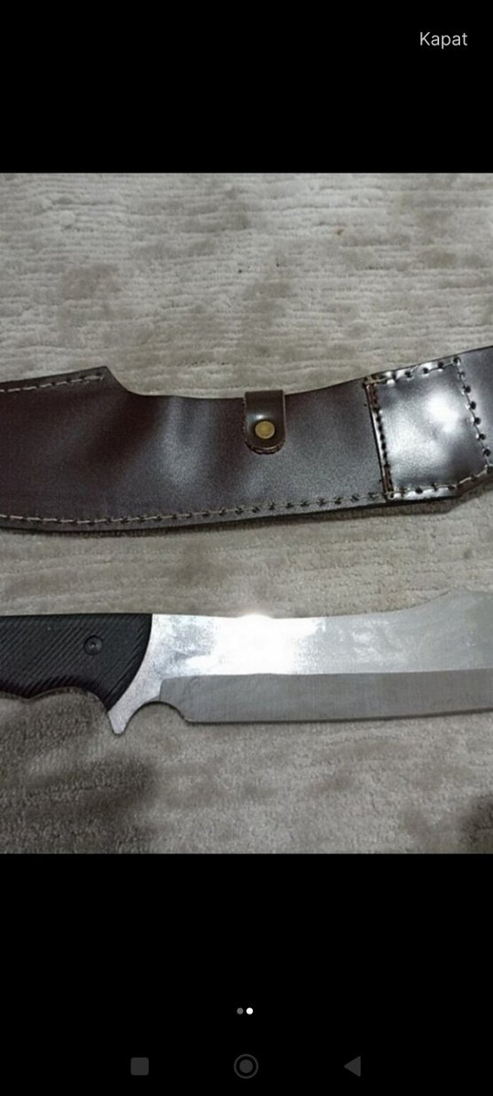 Gri Saplı Geniş Bıçak ve Kılıfı - Görsel 2