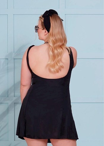 Siyah Midi Retro Tarzı Kadın Mayo - Görsel 3