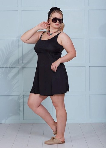 Siyah Midi Retro Tarzı Kadın Mayo - Görsel 2