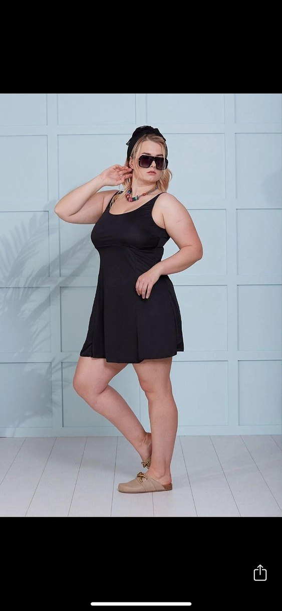 Siyah Midi Retro Tarzı Kadın Mayo - Görsel 2