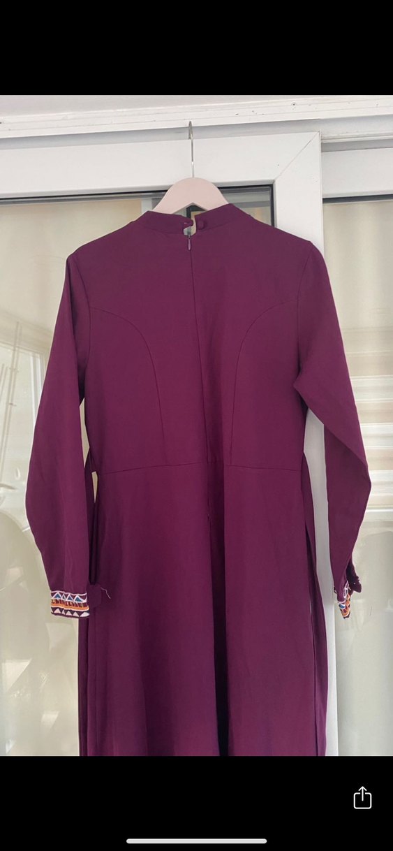 Nakışlı Uzun Kollu Uzun Elbise - Görsel 4