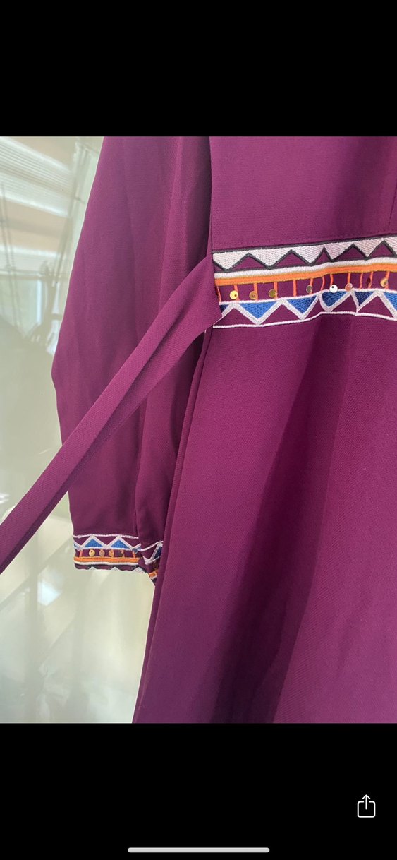 Nakışlı Uzun Kollu Uzun Elbise - Görsel 3