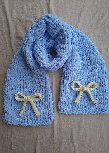 Mavi Örgü Kadın Şal - Görsel 2