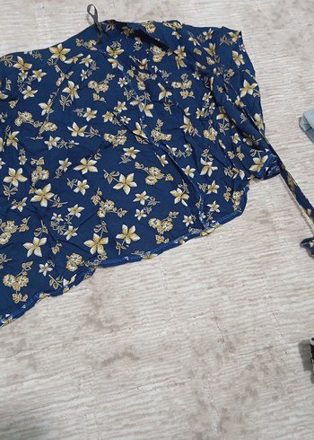 Mavi Çiçek Desenli Uzun Bohem Etek - Görsel 4