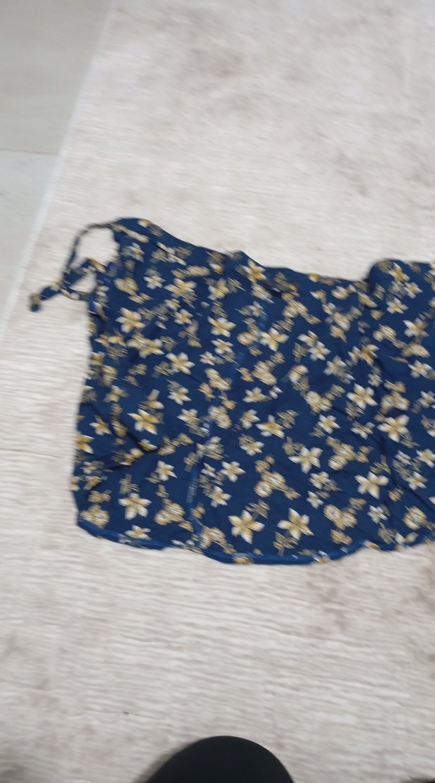 Mavi Çiçek Desenli Uzun Bohem Etek - Görsel 3