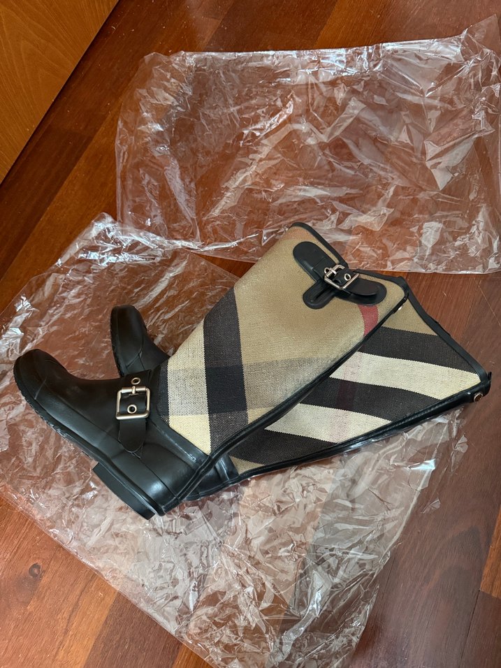 Kahverengi Ekose Desenli Kadın Diz Boyu Bot - Görsel 5