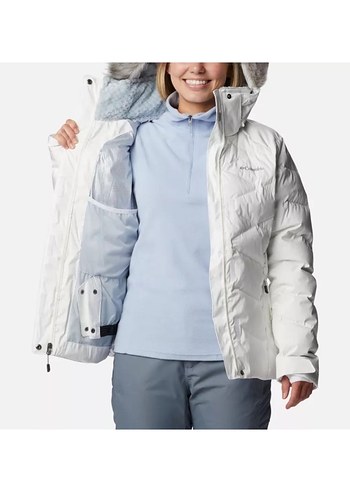 Beyaz Kürklü Kapüşonlu Kadın Kış Montu - Görsel 2