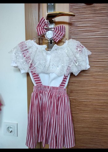 Pembe Nakışlı Kız Çocuk Elbisesi - Görsel 3